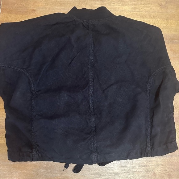 Evereve Women’s Noa Relaxed Linen Bomber Jacket Black Medium - Picture 7 of 8